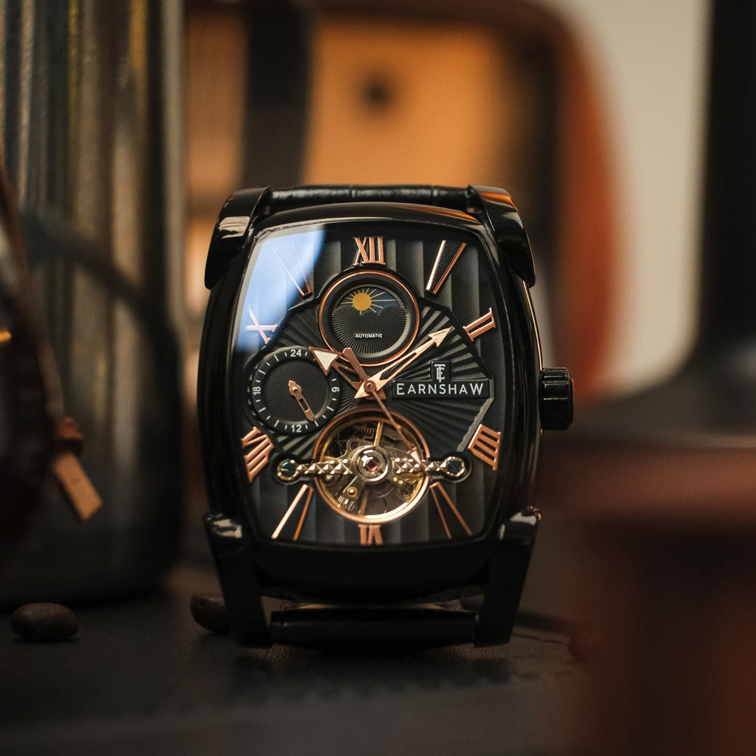 Heritage Kensington Multifunction Automatic Black & Rose Gold / Black Leather | 