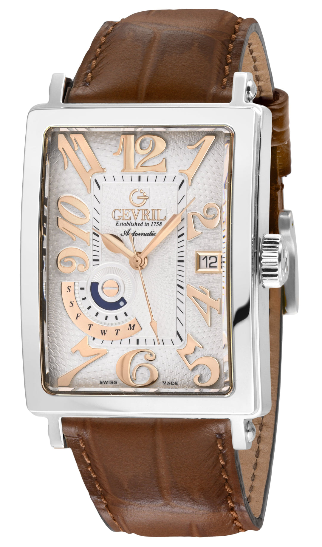 Avenue of Americas Gevril Men's Avenue of America's SS Case, Silver Dial, Genuin