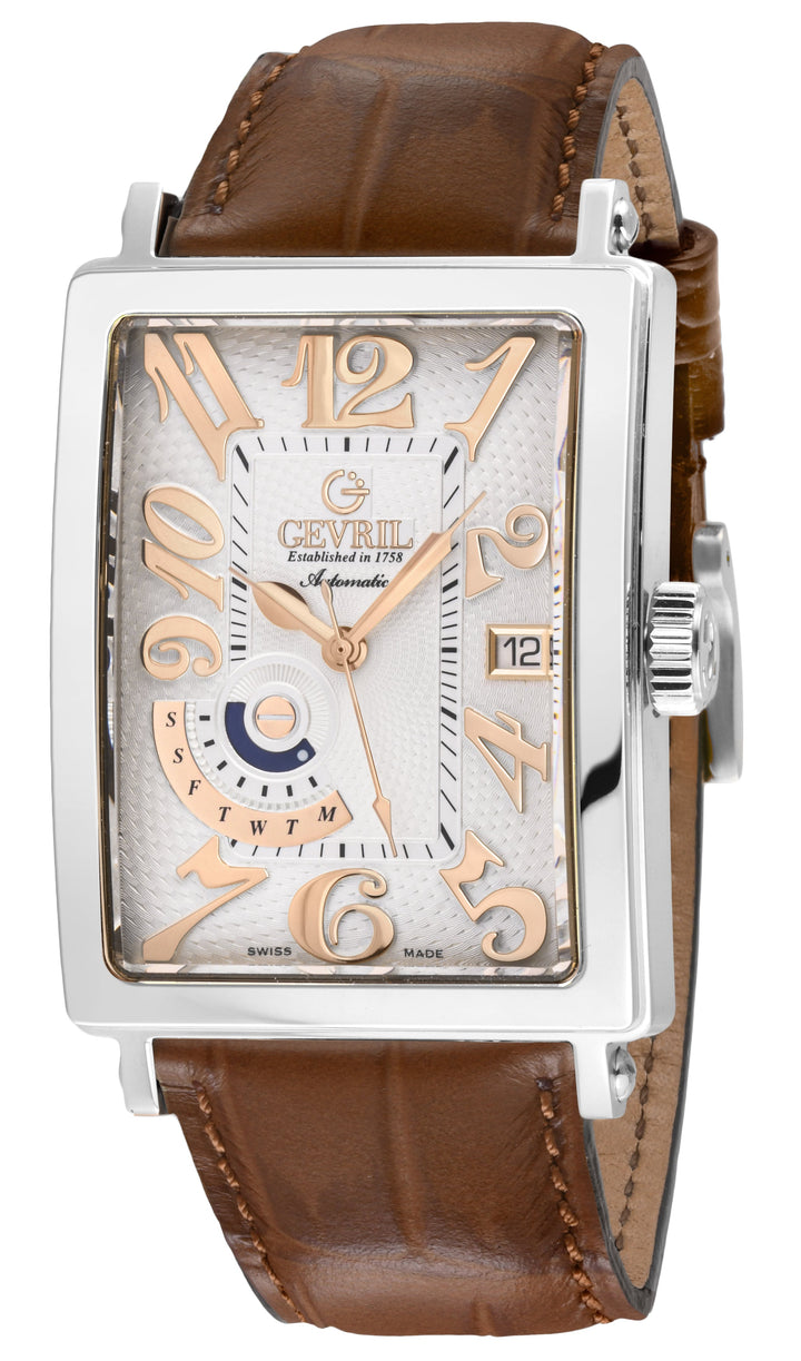 Avenue of Americas Gevril Men's Avenue of America's SS Case, Silver Dial, Genuin