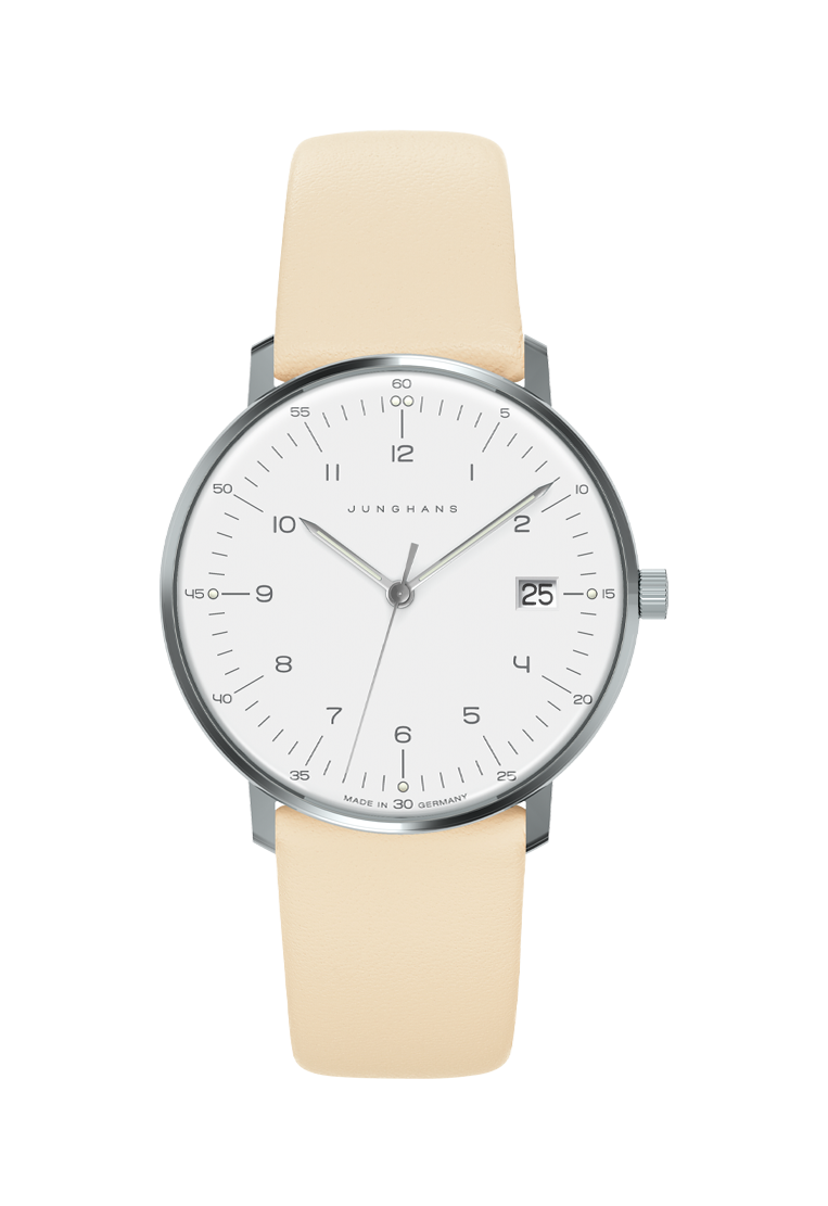 Max Bill Damen White Dial / Cream Leather Strap White Dial