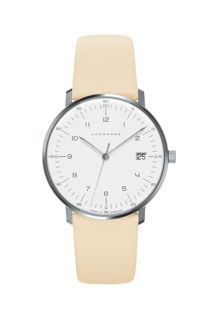 Max Bill Damen White Dial / Cream Leather Strap White Dial