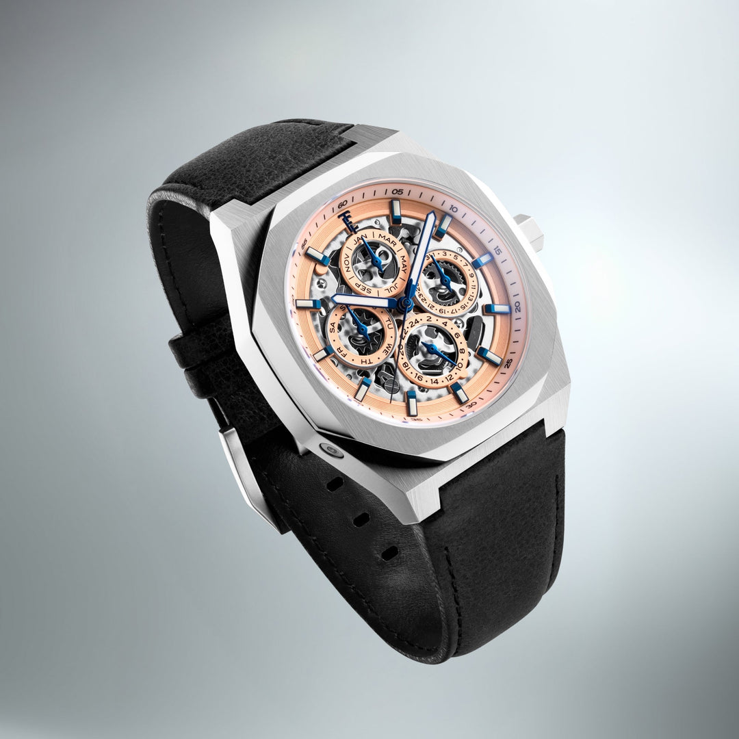 Discovery Drake Triple Calendar Skeleton Automatic Pink / Genuine Leather | Pink