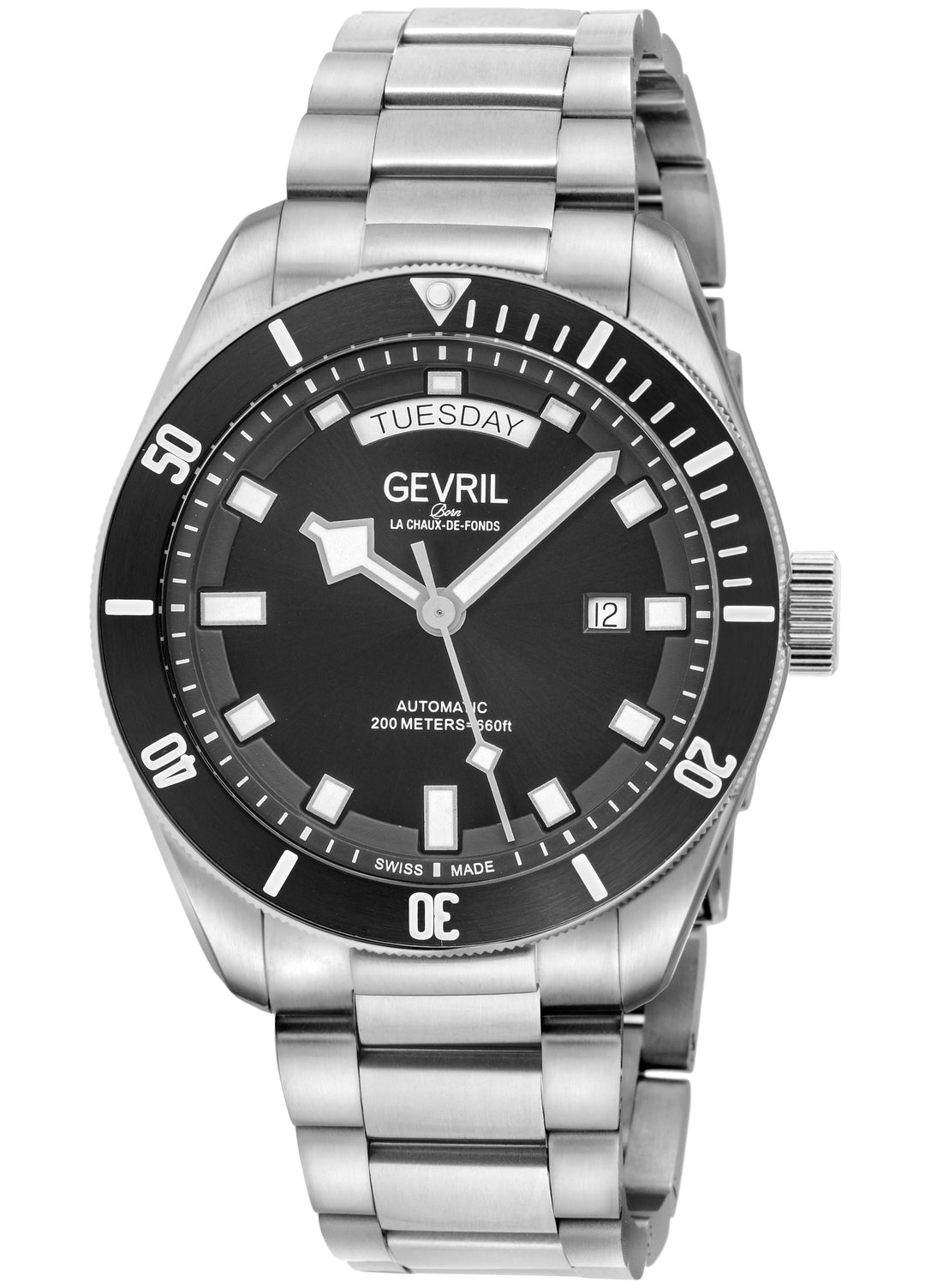 Yorkville-Diver Gevril Yorkville Sellita SW240 Swiss Automatic Diver Watch, SS C