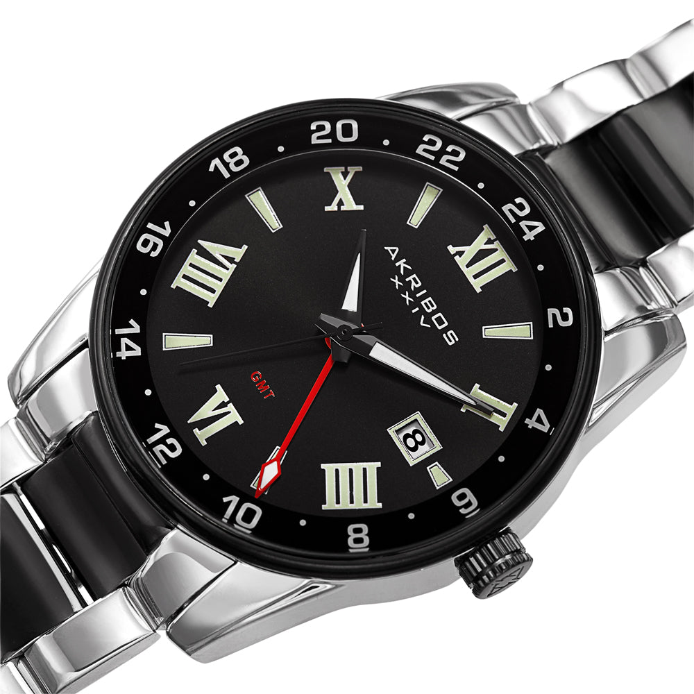 AK1055TTB-Casual Silver/Stainless Steel | Black Dial
