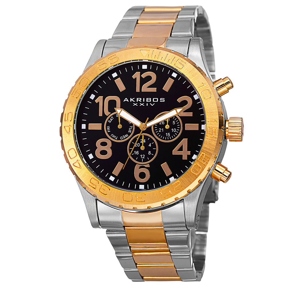 AK763TTG-Casual Silver/Gold/Stainless Steel | Black Dial