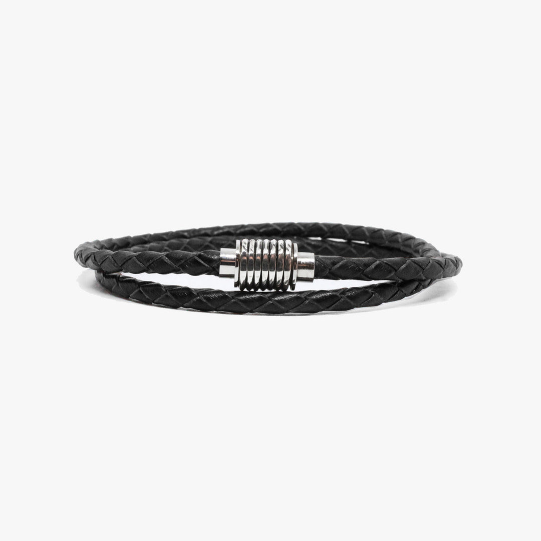 Sterling Coil, Leather Wrap