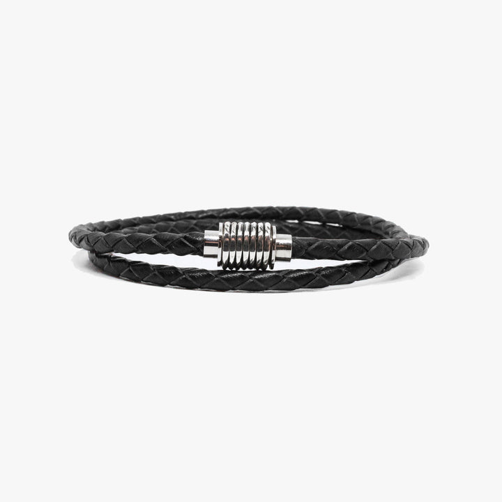 Sterling Coil, Leather Wrap