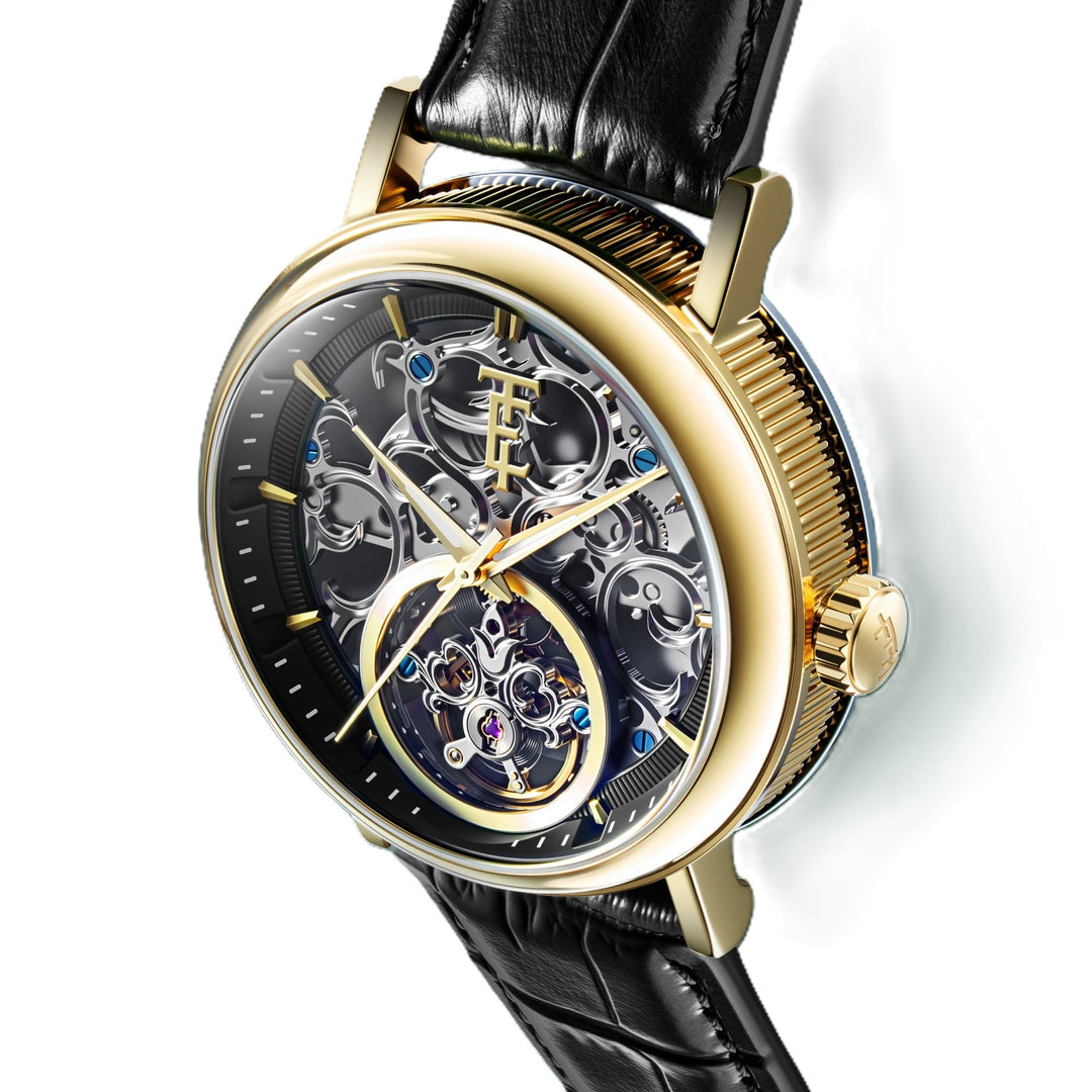 Beaufort Noir Glow / Black Leather Strap Black Dial