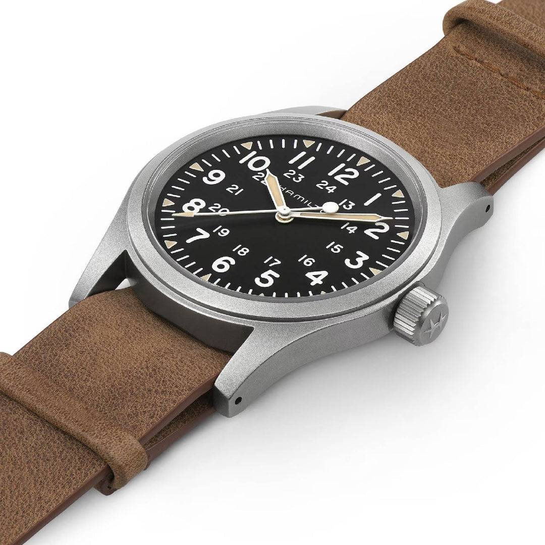 KHAKI FIELD Black / Leather Black Dial