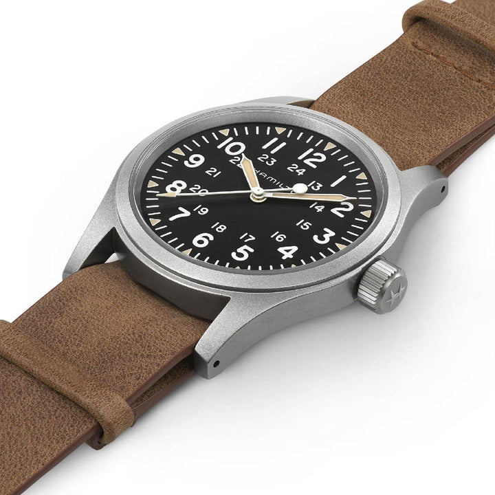 KHAKI FIELD Black / Leather Black Dial