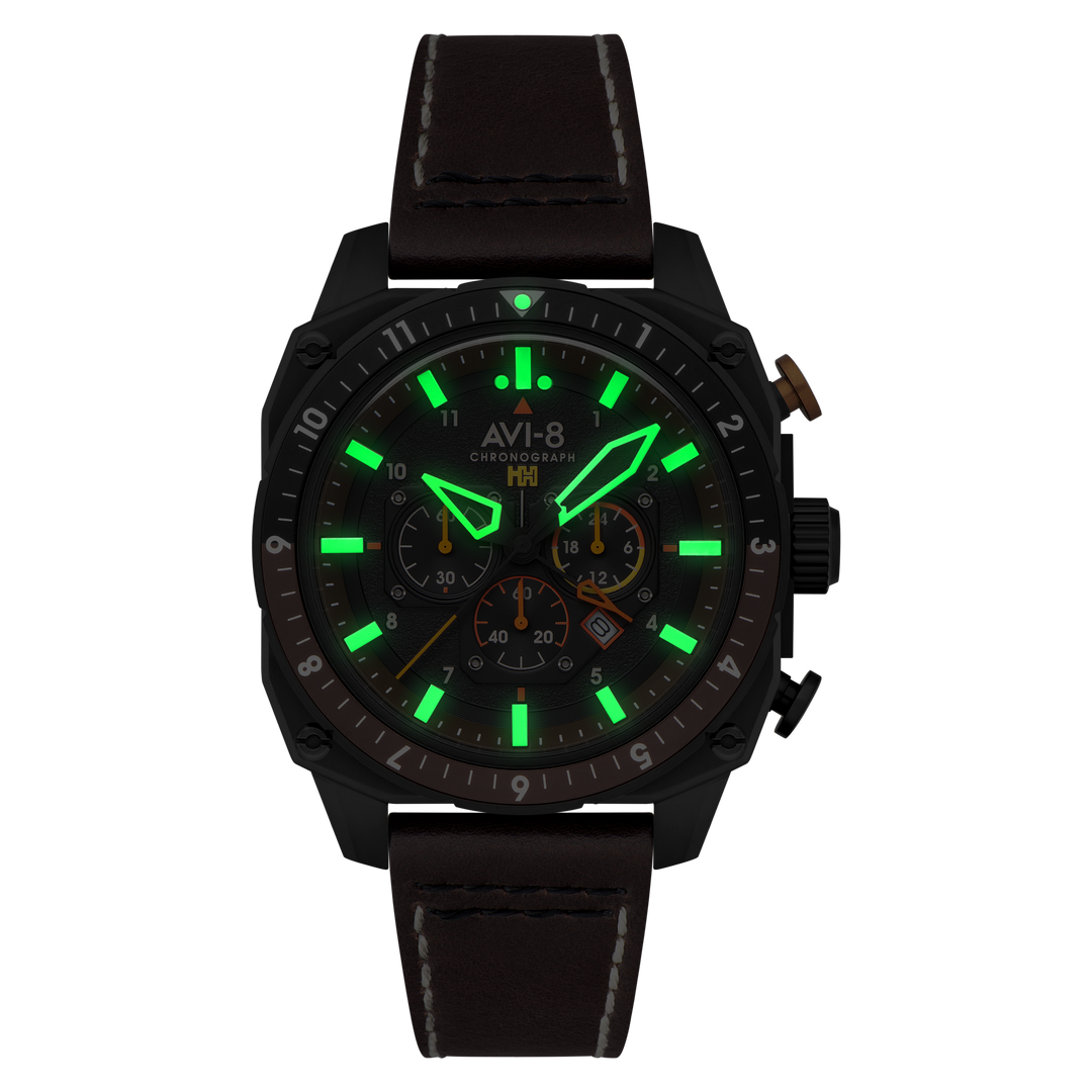 ATLAS DUAL TIME CHRONOGRAPH BLACK / LEATHER | Black Dial