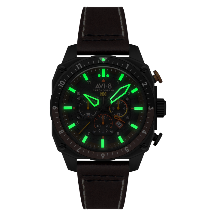 ATLAS DUAL TIME CHRONOGRAPH BLACK / LEATHER | Black Dial
