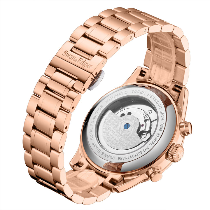 Royal Exhibition Automatic Black Open Exhibition Dial Rose Gold Stainless Steel 