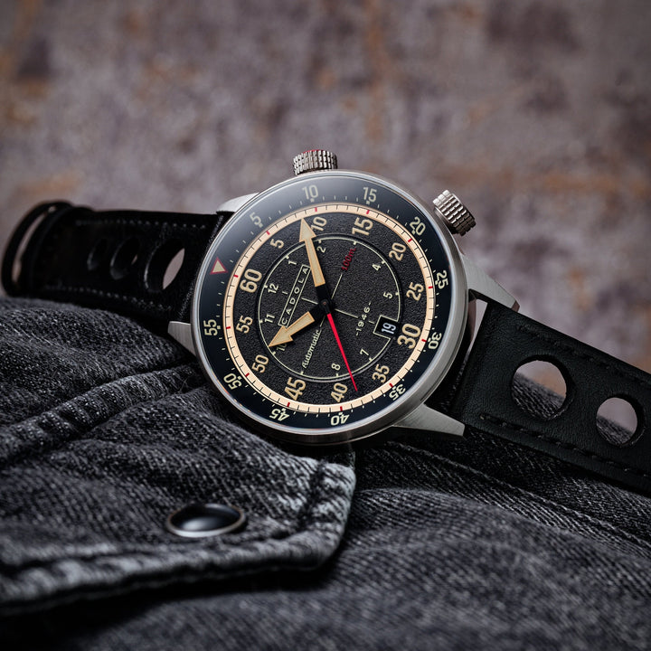 Rally Timer Automatic Black / Leather | Black Dial