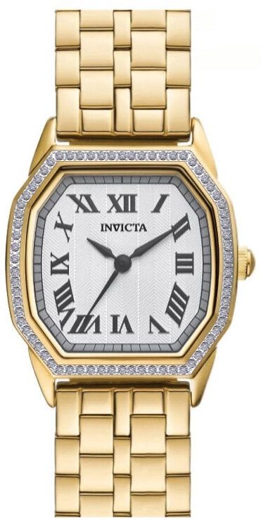 Wildflower Lady Silver-Tone Dial With Crystal Bezel / Gold-Tone-Tone Stainless S