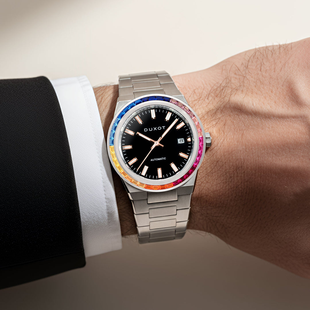 Alicante Rainbow Automatic Black & Rose Gold / Stainless Steel | Black Dial