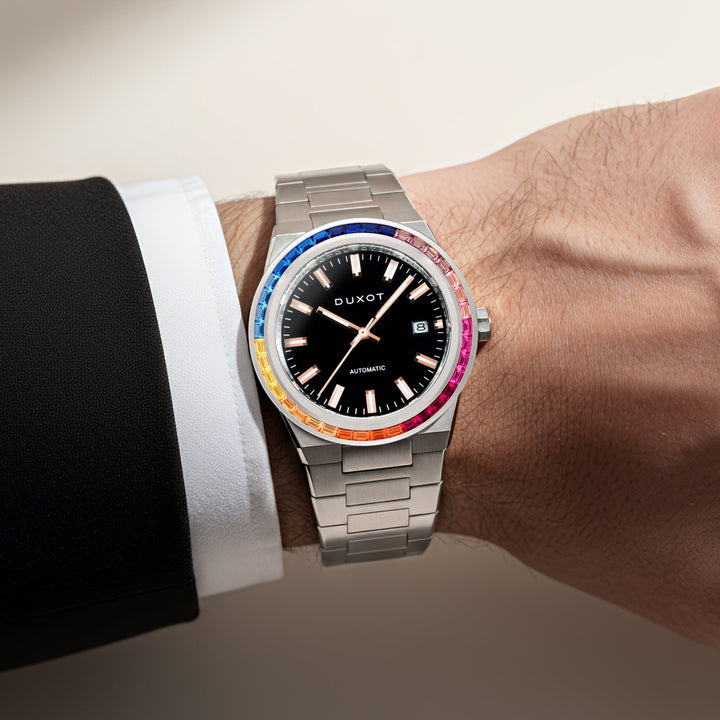 Alicante Rainbow Automatic Black & Rose Gold / Stainless Steel | Black Dial