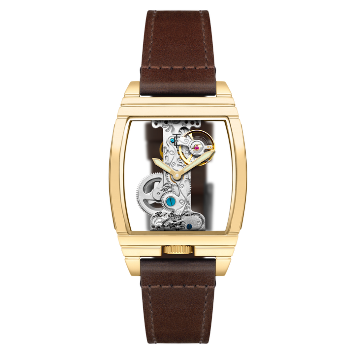 Discovery Wolver Bridge Mechanical Gold / Genuine Leather | Transparent Dial