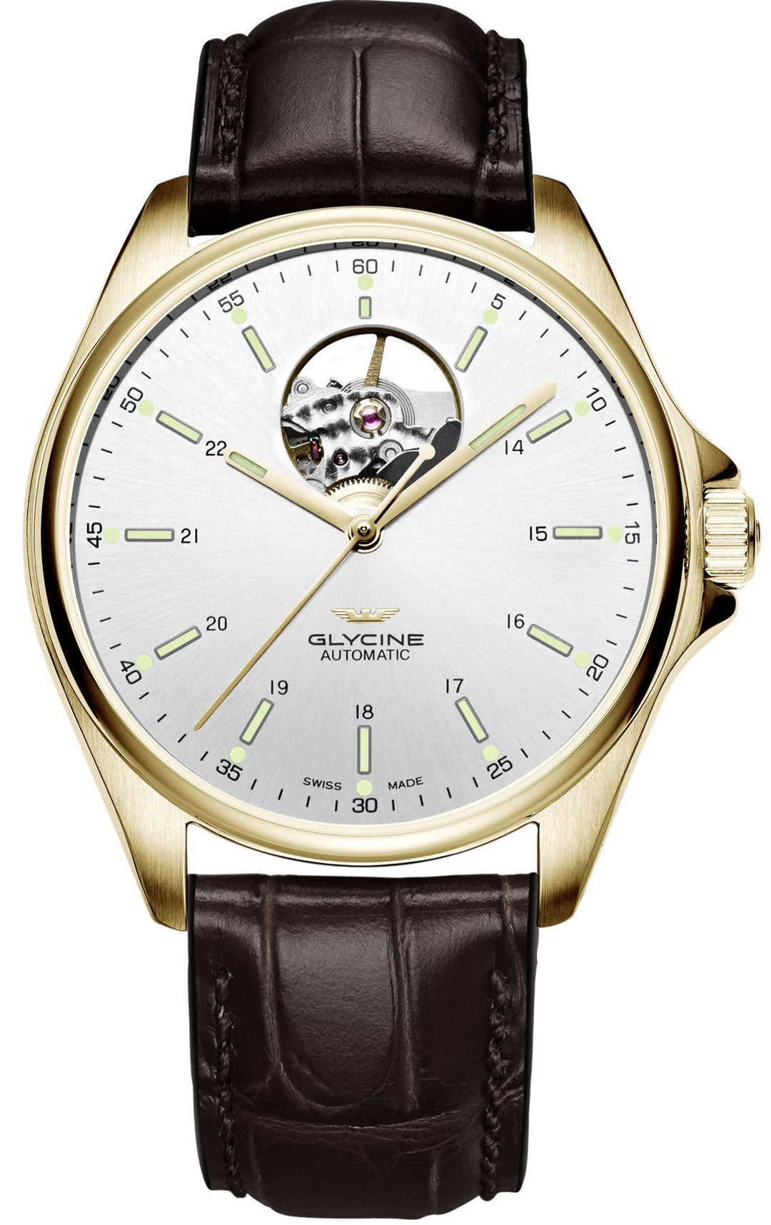 Combat Classic Open Heart 40 mm / Silver / Brown Silver Dial