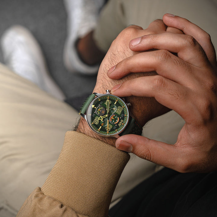 Coningham Chronograph Green / Leather Green Dial