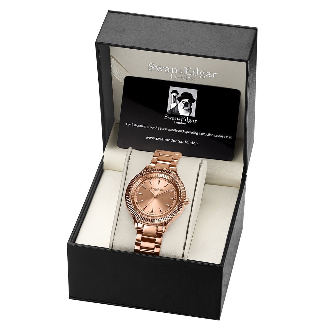 Duet Rose Dial Rose Gold Steel Bracelet 38mm Rose Dial