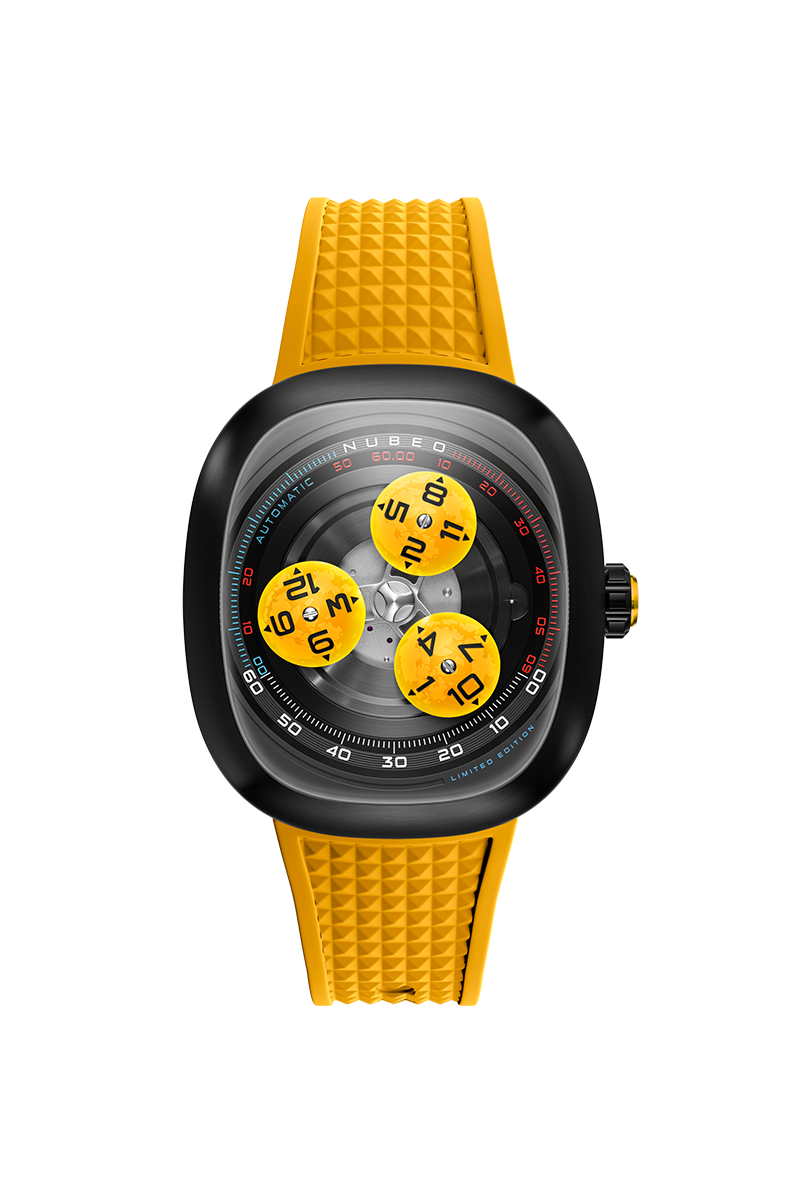 Tri-star Orbit Automatic Limited Edition Yellow / Rubber Strap | Yellow Dial