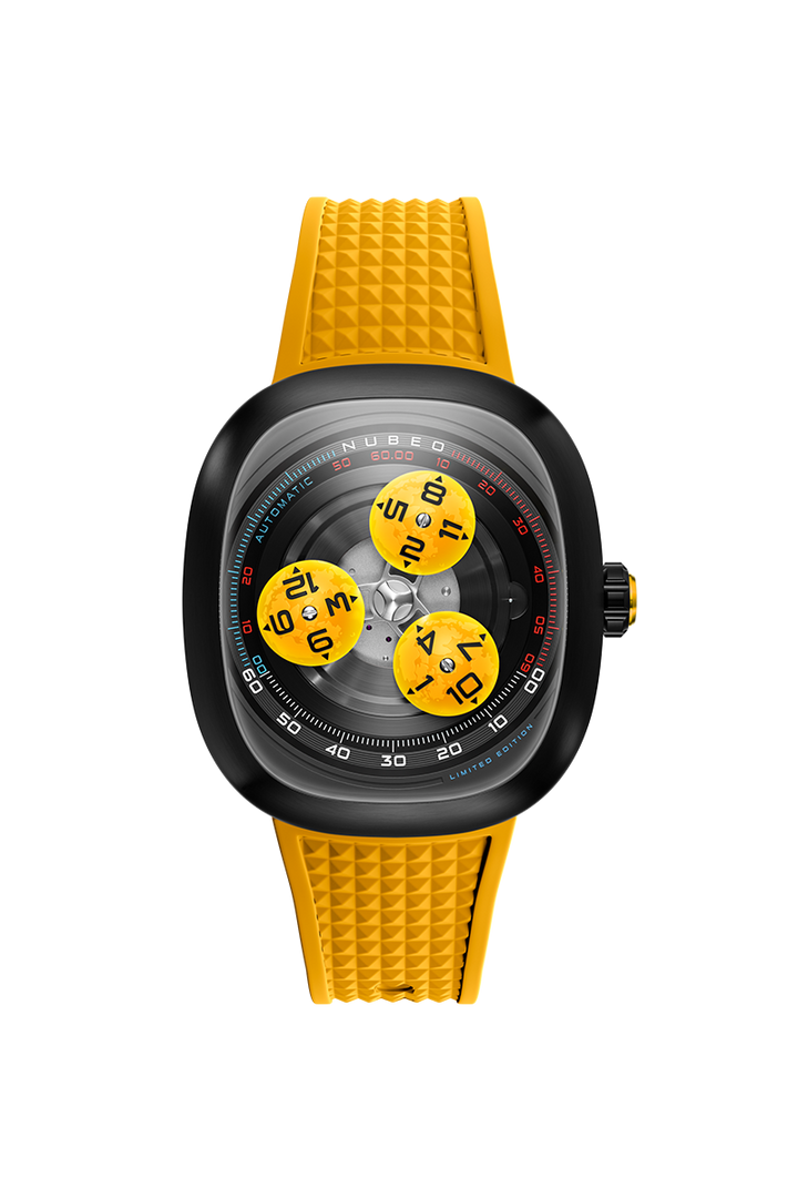 Tri-star Orbit Automatic Limited Edition Yellow / Rubber Strap | Yellow Dial