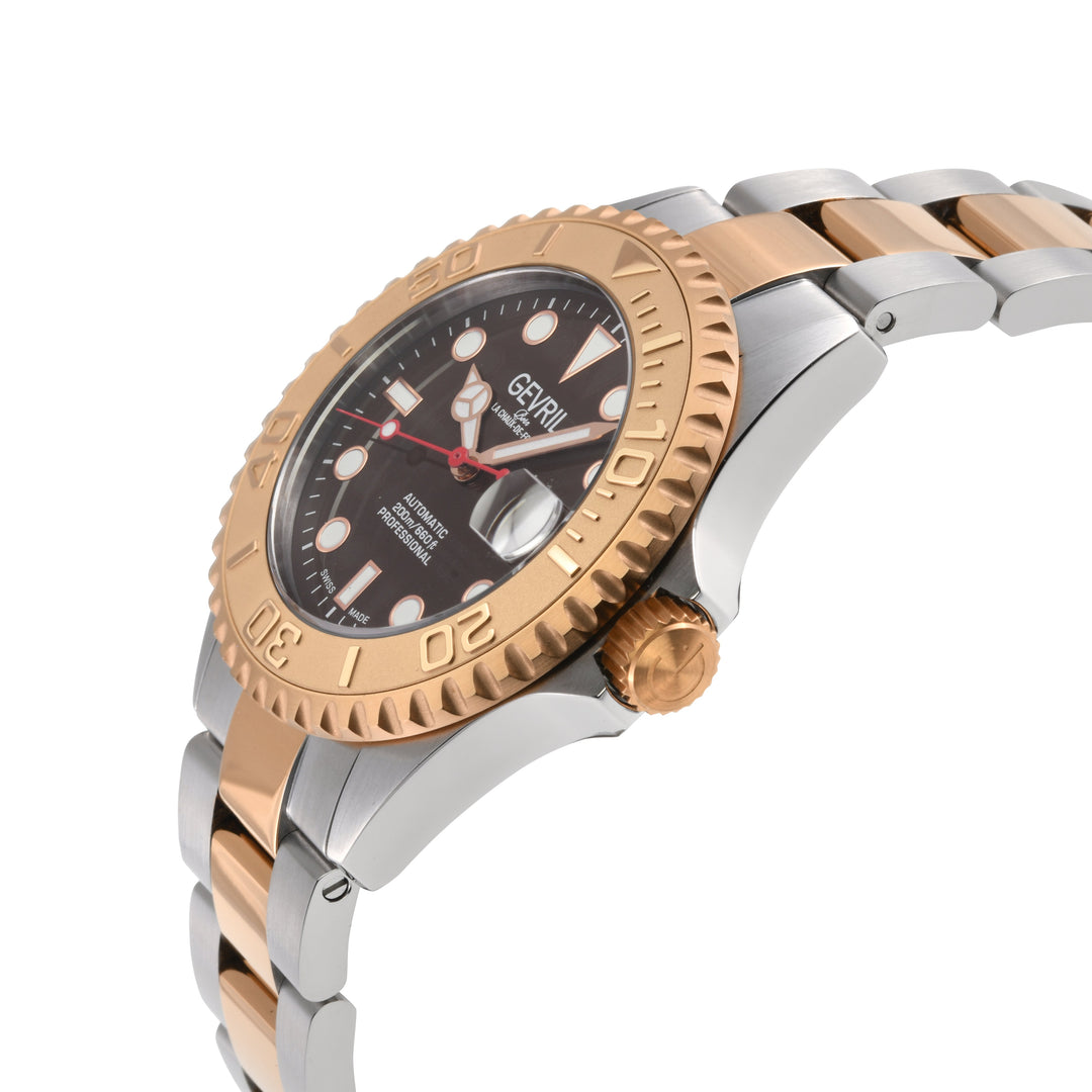 Wall Street Gevril Swiss Made SW200 Steel Rotating Bezel Diver's watch, Two tone