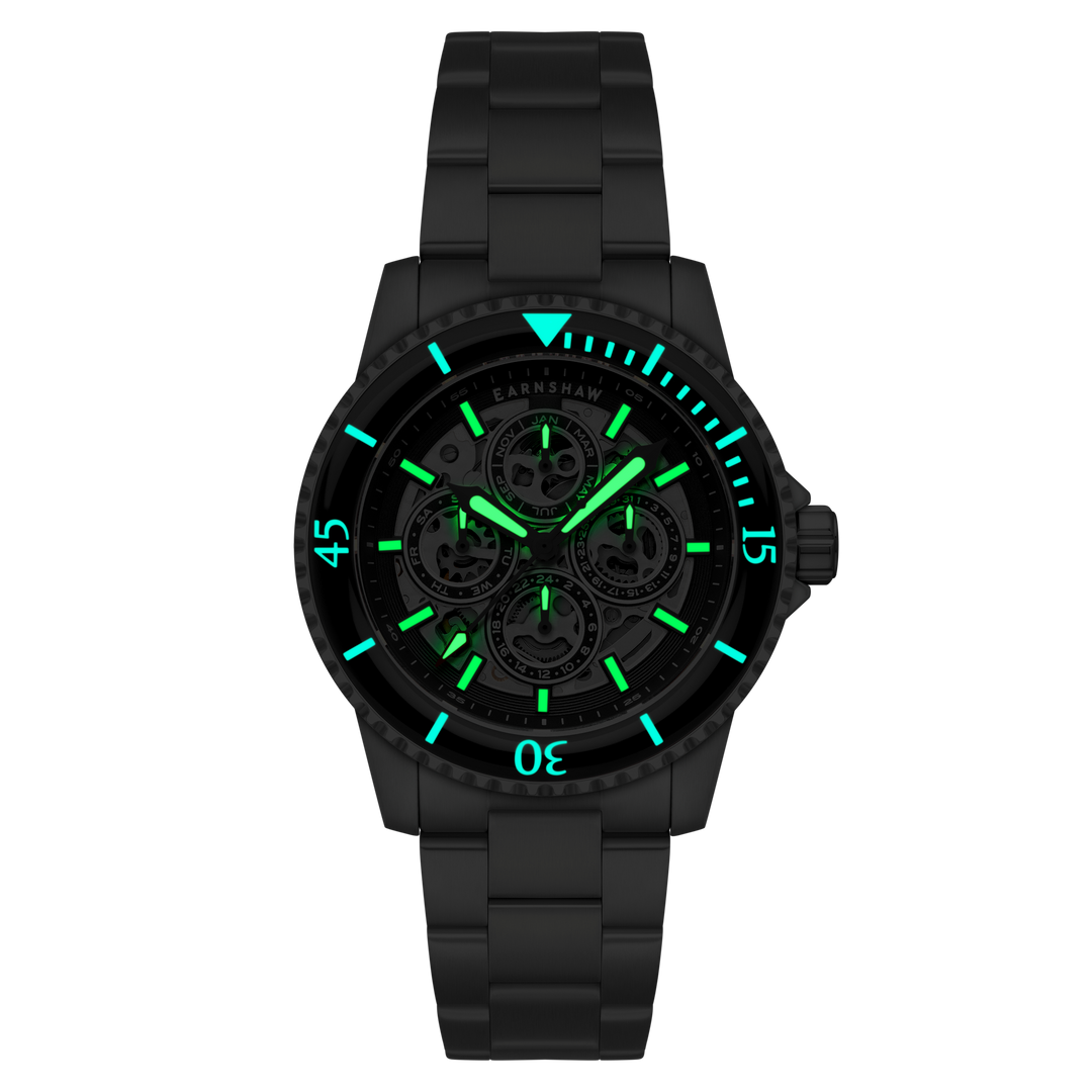 Admiral Duncan Triple Calendar Skeleton Automatic Black / Stainless Steel | Blac