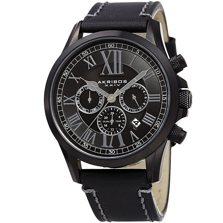 AK897BK-Casual Black/Leather | Black Dial