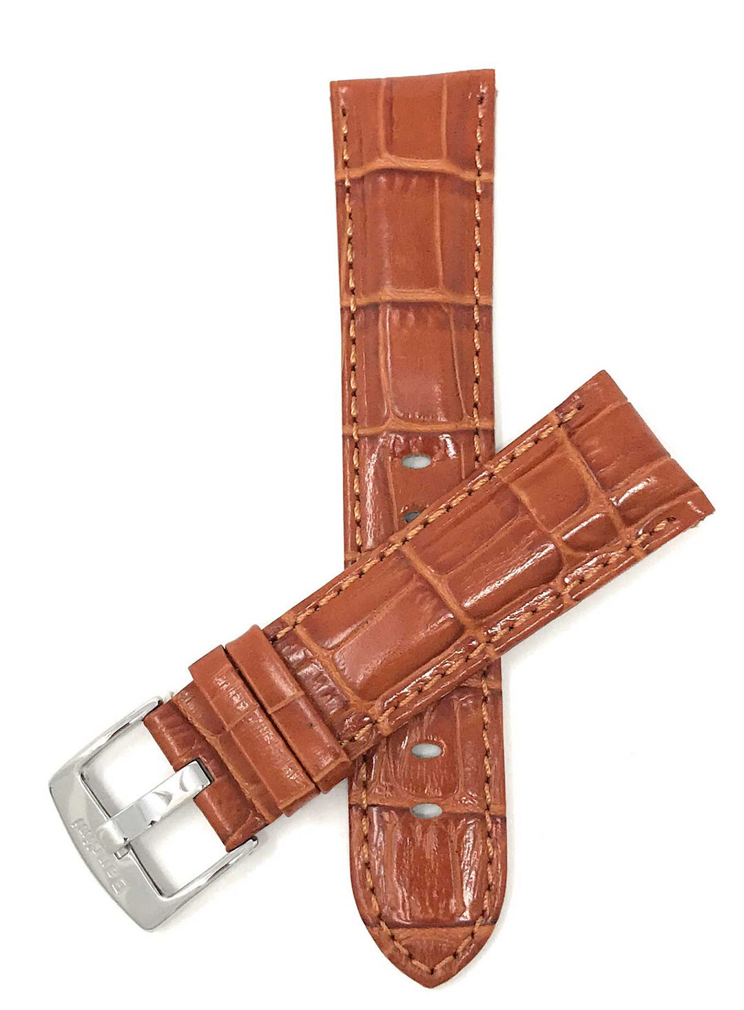 508 | 26mm Tan Italian Leather Watch Band - Alligator Pattern, Semi-Padded 26mm 
