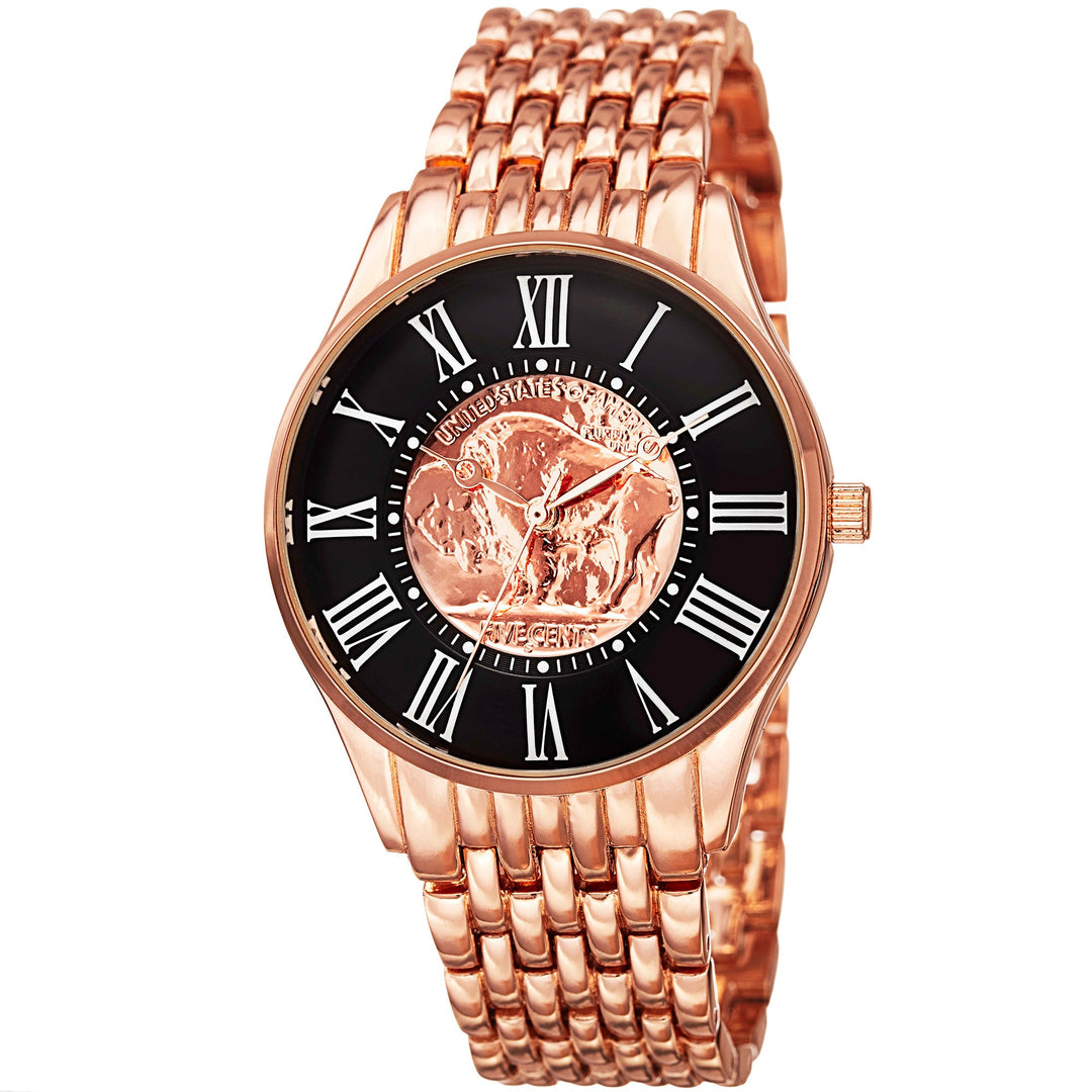 Coin Rose Gold Tone/Rose Gold Flashed Alloy/Alloy | Black Dial
