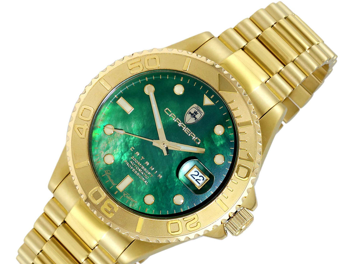 Catania MOP Goldtone-Green | Gold Dial