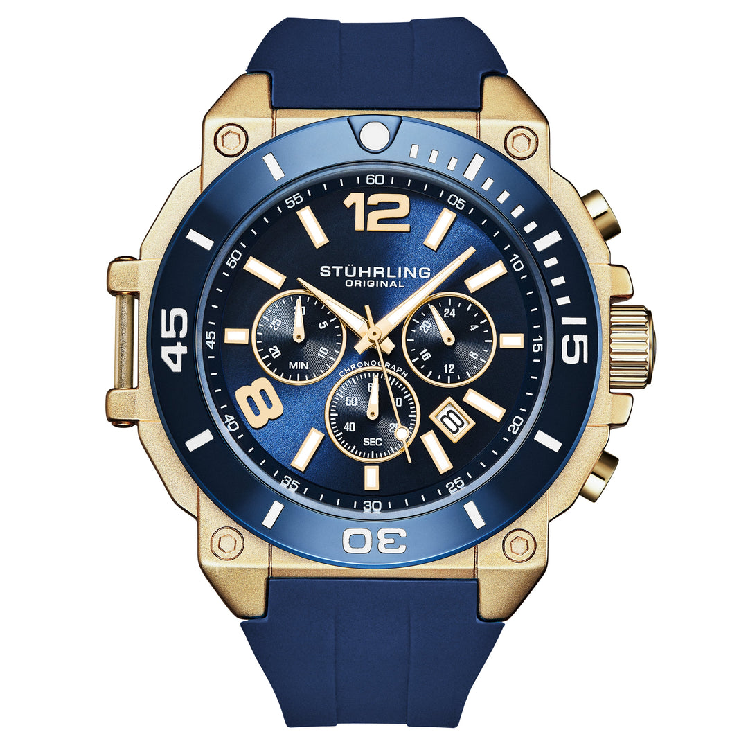 Spectra 50mm Japanese Quartz Chronograph Rose/Blue | Blue Dial