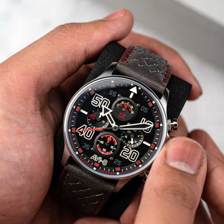 Coningham Chronograph Black / Leather Black Dial