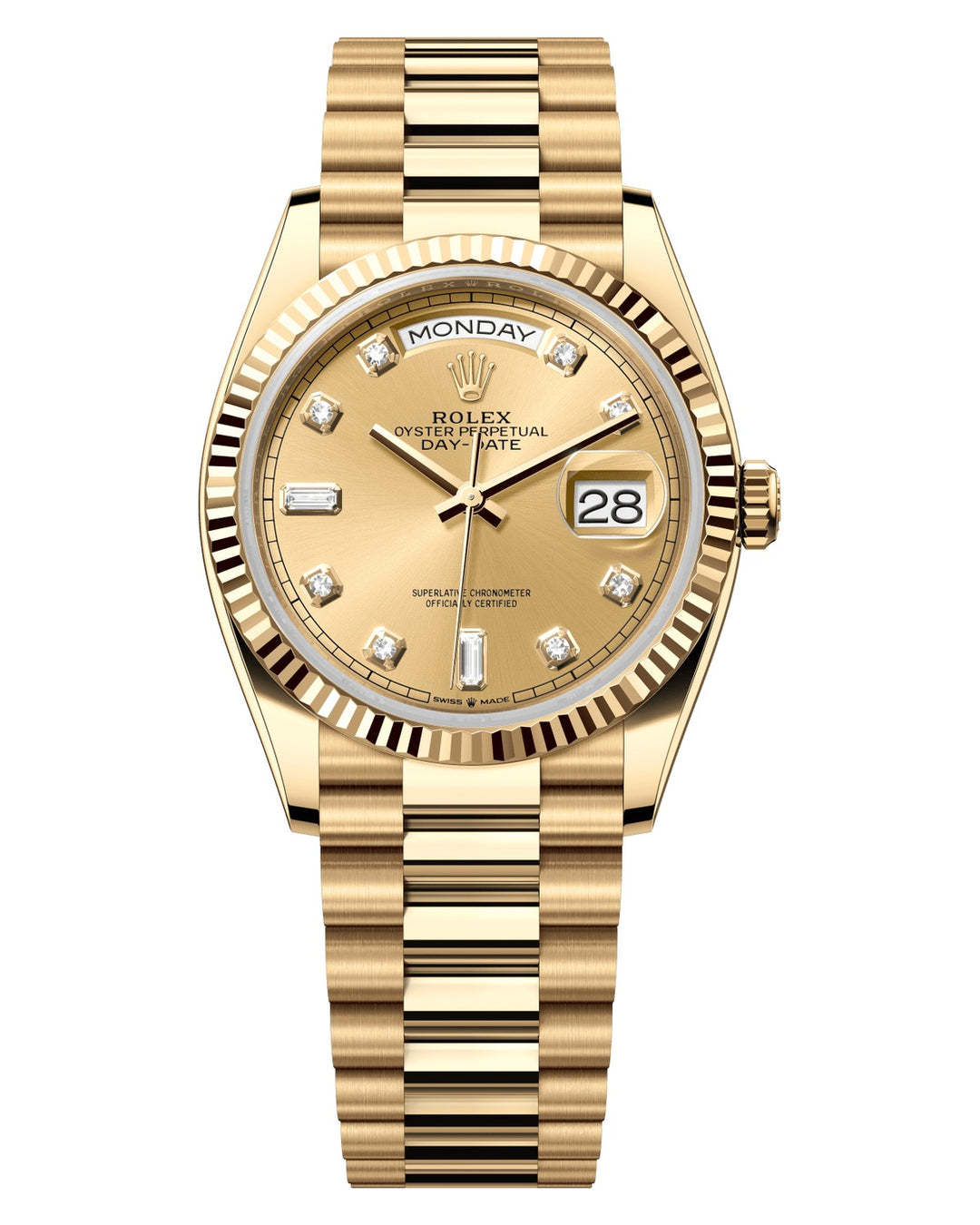 Rolex Datejust 36 128238 - 36mm Yellow Gold (Fluted) - President