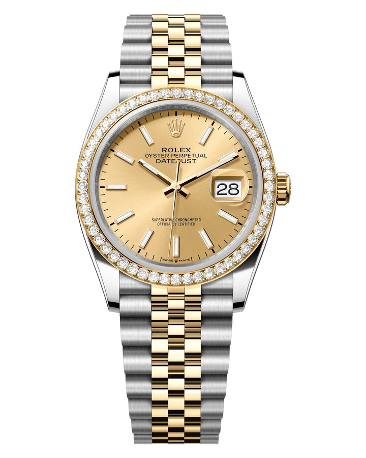 Rolex Datejust 41 126283RBR - 41mm Oystersteel & Yellow Gold (Diamond Bezel) - Jubilee