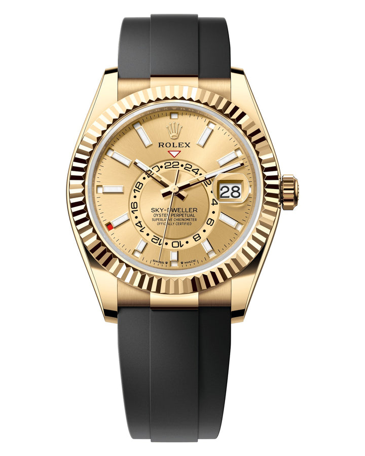 Rolex Sky-Dweller 336238 - 42mm Yellow Gold (Fluted) - Oysterflex