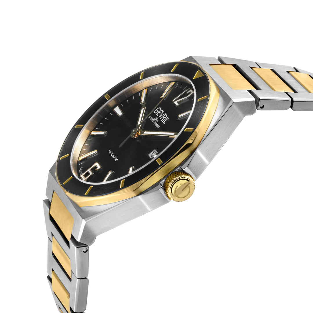 High Line Gevril High Line Swiss Made SW200 Automatic Black Bezel two tone IPYG 