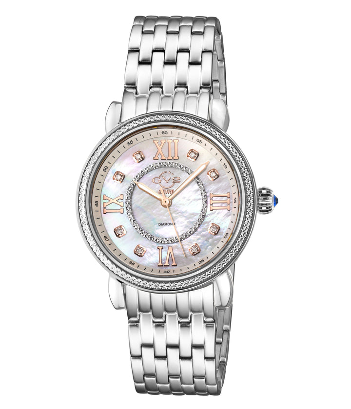 Marsala GV2 Women's Diamond Swiss Quartz Watch, White MOP dial, 8 Diamonds, SS B