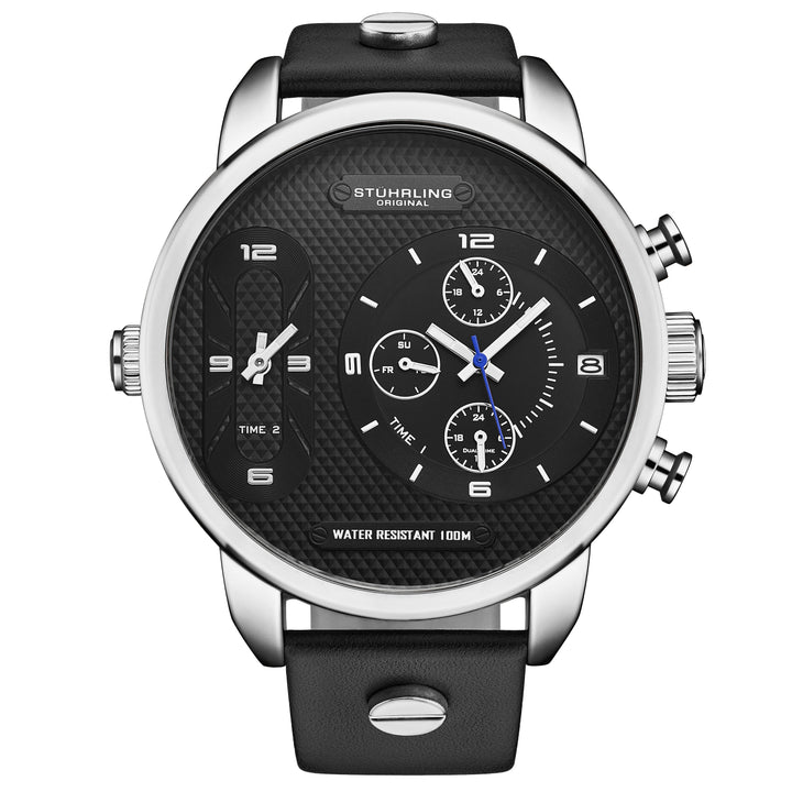 Global GMT Japanese Quartz 52mm Black/Silver | Black Dial