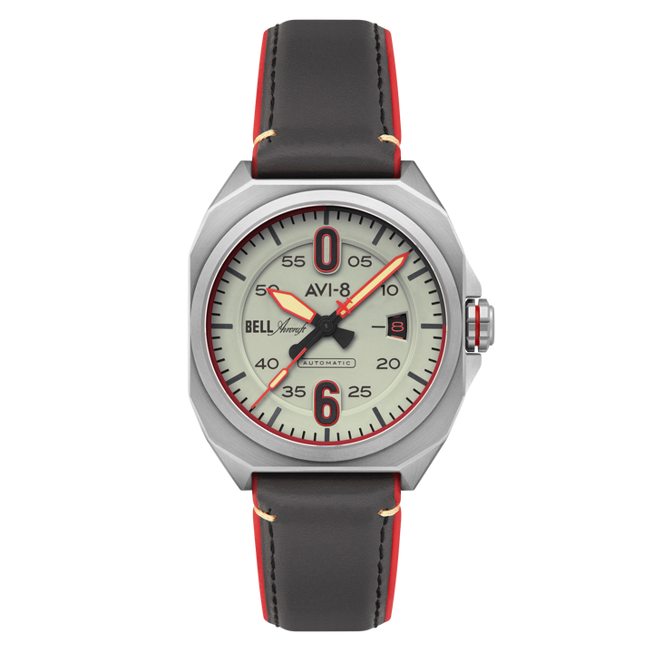 Bell X-1 Machbuster Automatic Gray / Brown Hybrid leather and rubber strap | Gra