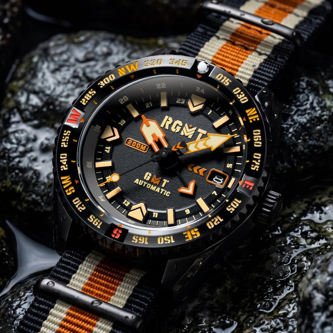 Dragoon GMT Automatic Black Dial / Multicolor Nylon Strap Black Dial