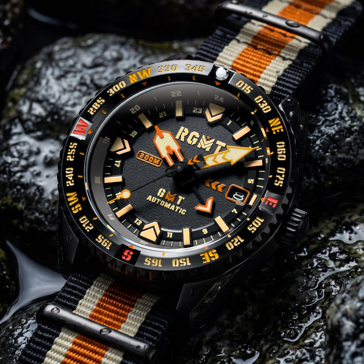 Dragoon GMT Automatic Black Dial / Multicolor Nylon Strap Black Dial