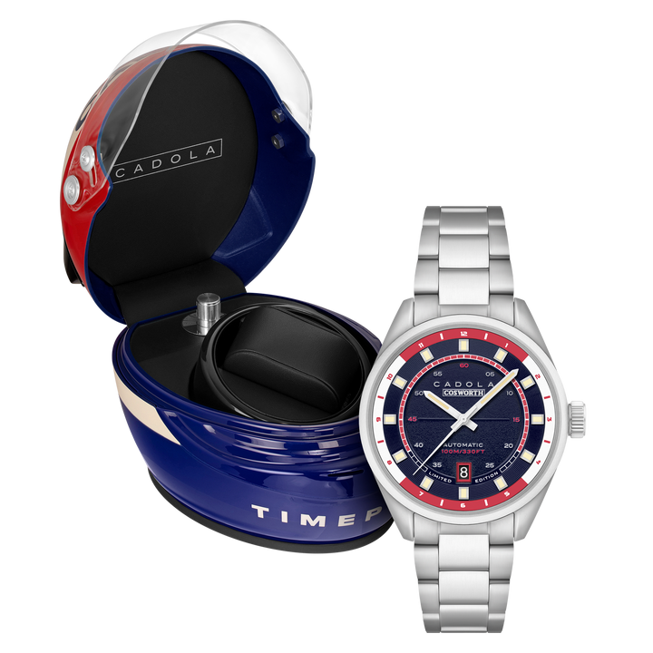 DFV-COSWORTH HELMET WATCH WINDER AUTOMATIC LIMITED EDITION BLUE / STAINLESS STEE