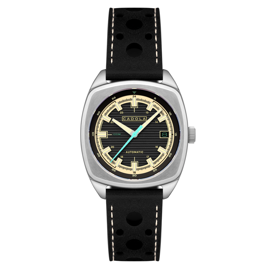 Buxton Automatic Black/ Black Leather | Black Dial
