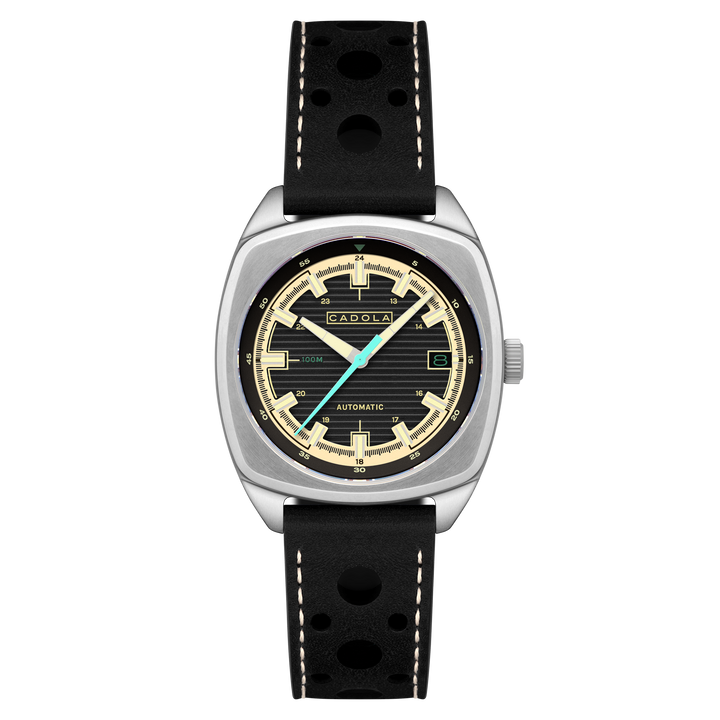 Buxton Automatic Black/ Black Leather | Black Dial