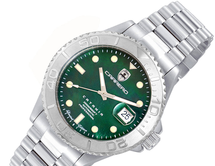 Catania MOP Silvertone-White | Green Dial