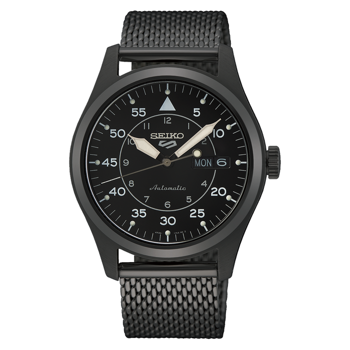 5 Sports Field Series Black Dial Black Stainless Steel Mesh Bracelet 39.4mm Blac