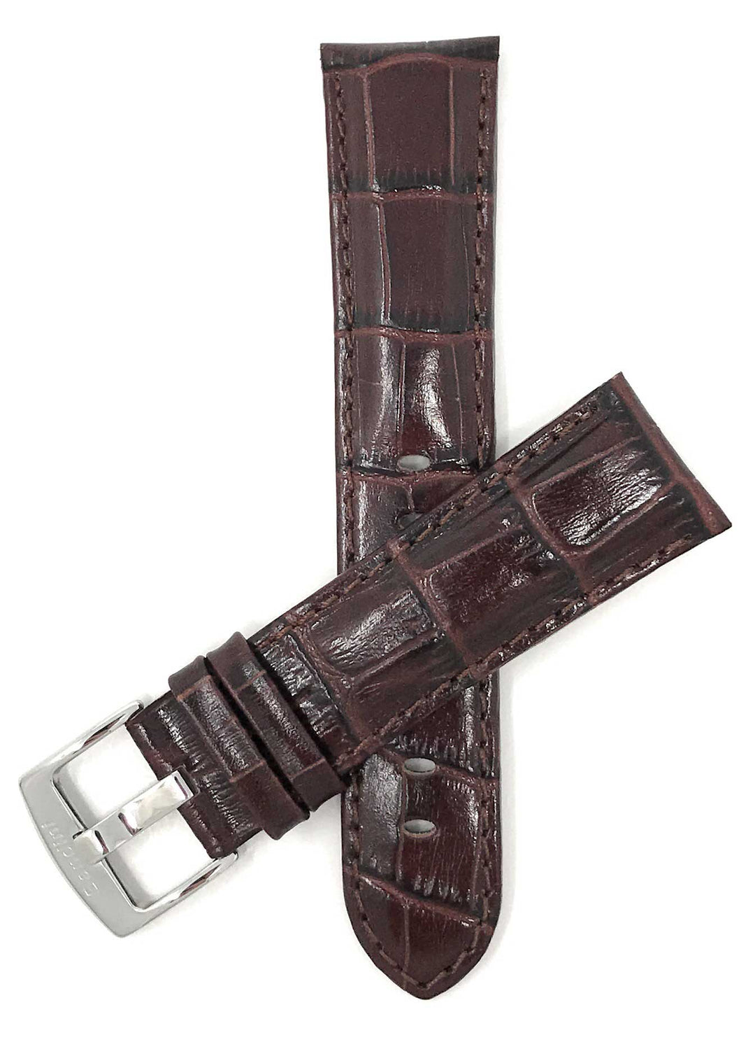 508 | 22mm Brown Leather Watch Band - Alligator Pattern, Semi-Padded 22mm / Brow